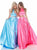 Sherri Hill - 51883 Two-Piece Sleeveless Satin Ballgown In Pink and Blue
