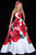 Sherri Hill - 51887 Strapless Floral Print Semi-Sweetheart Ballgown In Red and Print