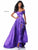 Sherri Hill - 51892 Off Shoulder High Slit Satin A-Line Dress In Purple