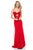 Sherri Hill - 51901 Long Cutout Bodice Mesh A-Line Dress In Red