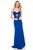 Sherri Hill - 51901 Long Cutout Bodice Mesh A-Line Dress In Blue