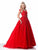 Sherri Hill - 51905 Flower Appliques Cap Sleeved A Line Dress In Red