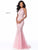 Sherri Hill - 51913 Lace Applique Halter Tulle Trumpet Dress In Pink and Gold