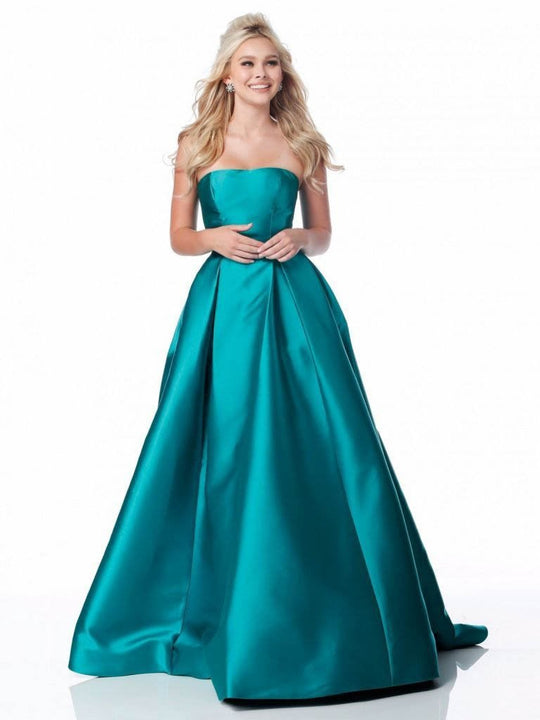Sherri Hill - 51917 Strapless Taffeta Pleated Ballgown In Green