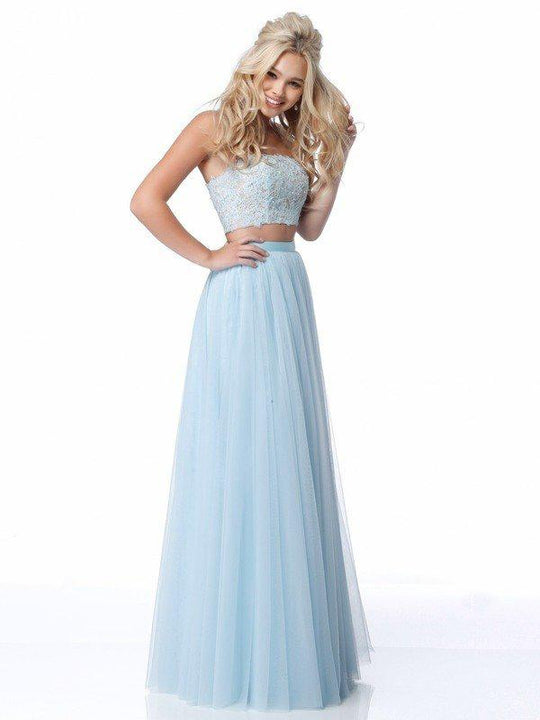 Sherri Hill - 51922 Two Piece Lace Tulle A-line Dress In Blue