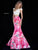 Sherri Hill - 51927 Two Piece Off-Shoulder Floral Print Mermaid Dress In Pink and Print