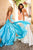 Sherri Hill - 51932 Two Piece Floral Print Charmeuse A-line Dress In Blue and Print And White