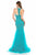 Sherri Hill - 51939 Beaded Lace Halter Tulle Mermaid Dress In Blue and Green