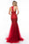 Sherri Hill - 51939 Beaded Lace Halter Tulle Mermaid Dress In Red