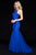 Sherri Hill - 51939 Beaded Lace Halter Tulle Mermaid Dress In Blue