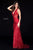 Sherri Hill - 51948 Beaded Deep Halter V-neck Trumpet Dress In Red