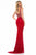 Sherri Hill - 51950 Beaded Square Neck Sheath Dress With Train In Red