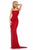 Sherri Hill - 51950 Beaded Square Neck Sheath Dress With Train In Red
