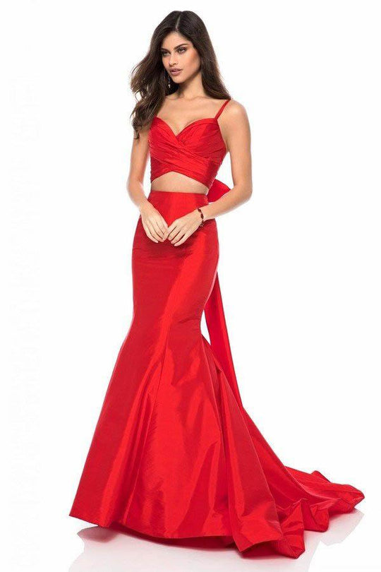 Sherri Hill - 52006 Two Piece Ruched Sweetheart Mermaid Dress In Red