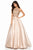 Sherri Hill - 52019 Beaded Halter Bodice A Line Satin Dress In Neutral