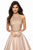 Sherri Hill - 52019 Beaded Halter Bodice A Line Satin Dress In Neutral