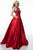 Sherri Hill - 52019 Beaded Halter Bodice A Line Satin Dress In Red