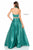 Sherri Hill - 52023 Two-Piece Pleated Bodice Halter Satin Dress In Green