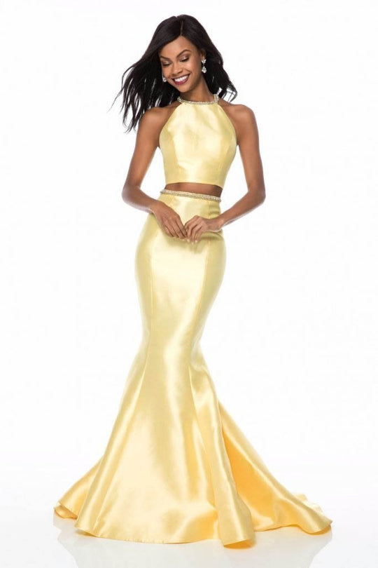 Sherri Hill - 52024 Strappy Two Piece Halter Mermaid Gown In Yellow