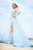 Sherri Hill - 52026 V-Neck Long Sleeve Applique Evening Dress In Blue