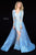 Sherri Hill - 52026 V-Neck Long Sleeve Applique Evening Dress In Blue