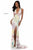 Sherri Hill - 52032 Beaded Deep Halter V-neck Dress With Open Back In Neutral and Multi-Color