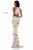 Sherri Hill - 52032 Beaded Deep Halter V-neck Dress With Open Back In Neutral and Multi-Color