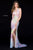 Sherri Hill - 52032 Beaded Deep Halter V-neck Dress With Open Back In Neutral and Multi-Color