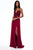 Sherri Hill - 52034 Lace Deep V-neck Chiffon Sheath Dress In Red