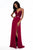 Sherri Hill - 52034 Lace Deep V-neck Chiffon Sheath Dress In Red