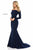 Sherri Hill - 52041 Long Sleeve Off Jersey Mermaid Dress In Blue