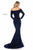 Sherri Hill - 52041 Long Sleeve Off Jersey Mermaid Dress In Blue