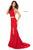 Sherri Hill - 52042 Two Piece Halter Bodice High Slit Long Dress In Red