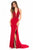Sherri Hill - 52056 Beaded Deep Halter V-Neck Sheath Dress In Red