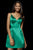 Sherri Hill - 52111 Spaghetti Straps V Neck Short Satin Dress In Green