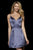 Sherri Hill - 52111 Spaghetti Straps V Neck Short Satin Dress In Gray
