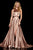 Sherri Hill - 52120 Halter Neck A-line Dress With Slit and Train In Brown