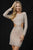 Sherri Hill - 52137 Long Sleeve Midriff Cutout Short Dress In Neutral
