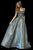 Sherri Hill - 52138 Long Square Neck Glitter A-line Dress In Blue