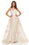 Sherri Hill - 52161 Floral Applique Bateau Dress With Overskirt In Neutral and White
