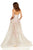 Sherri Hill - 52161 Floral Applique Bateau Dress With Overskirt In Neutral and White