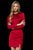 Sherri Hill - 52176 Long Sleeve Lace Up Cutout Sheath Dress In Red