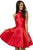 Sherri Hill - 52181 High Halter Neck Satin A-Line Dress In Red