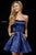 Sherri Hill - 52190 Strapless Satin Cocktail Dress with Beaded Pockets In Blue