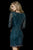 Sherri Hill - 52221 Beaded Long Sleeve Deep V-neck Sheath Dress In Green