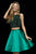 Sherri Hill - 52237 Two Piece Beaded Bateau Cocktail Dress In Black and Green