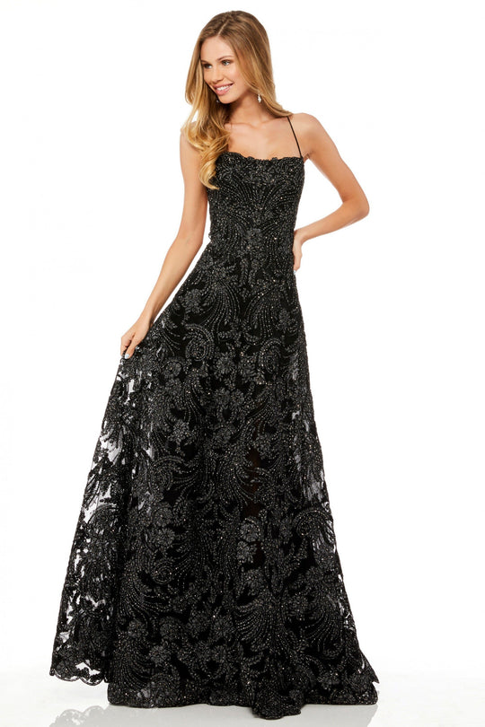 Sherri Hill - 52240 Square Long Black Dress In Black