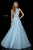 Sherri Hill - 52266 Long Halter Sequined Tulle Skirt Dress In Blue