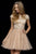 Sherri Hill - 52273 Beaded Cap Sleeve Tulle A Line Short Dress In Neutral and Silver