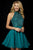 Sherri Hill - 52281 Short Beaded High Halter Chiffon A-line Dress In Green